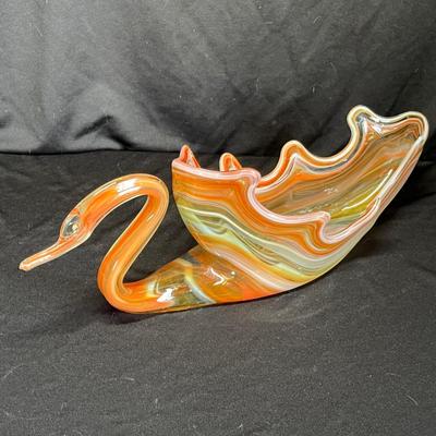Mexican glass swan dish