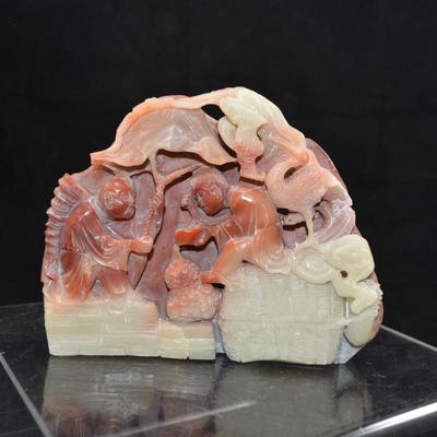 Vintage Chinese Shou Shan Hand Carved Stone Harvest Carving 5