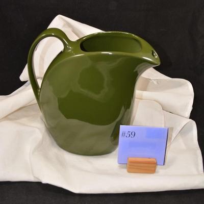 MCM Forest Green Hall Pottery Retro Pitcher 9.5