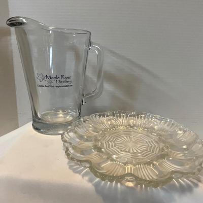 Vintage Boiled Egg Server, Glass Pitcher Maple River Distillery