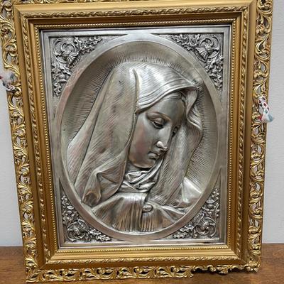 Virgin de Guadalupe Relief Framed Religious Art Metal Madonna