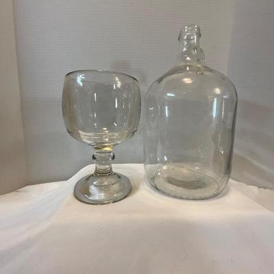 Vintage Giant 28oz Clear Heavy Glass Schooner, Glass One Gallon Bottle
