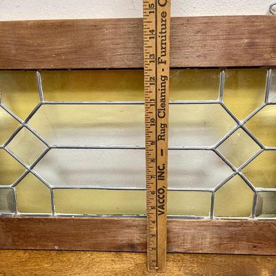 Stained Glass Framed Window Wall Hanging Yellow & Clear Geometric Design
