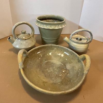 Outdoor stoneware planters