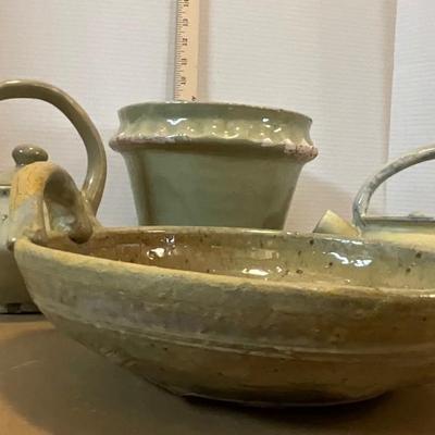 Outdoor stoneware planters