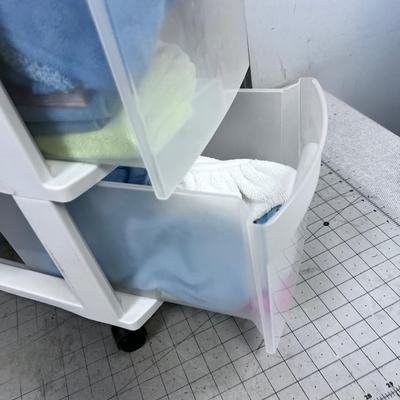  3 Plastic Drawer Set on Wheel FULL of Micro Towels