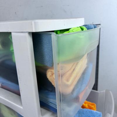  3 Plastic Drawer Set on Wheel FULL of Micro Towels