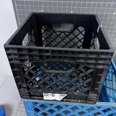 3 Plastic Crates Black and Blue ish. 