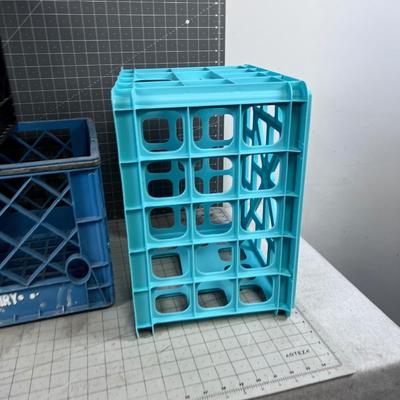 3 Plastic Crates Black and Blue ish. 
