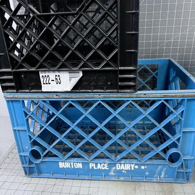 3 Plastic Crates Black and Blue ish. 