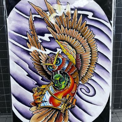 Owl and Zombie Head ART WORK