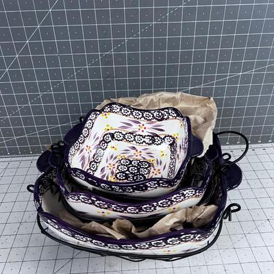 NEW TEMPTATIONS Including the Wire Cradles Serving Bowl Set 