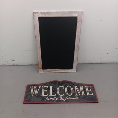 WALL HUNG CHALKBOARD AND WELCOME SIGN
