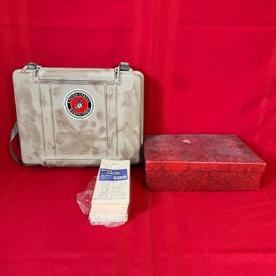 USMC DURABLE PLASTIC CASE WITH STRAP, TIME CARDS AND COLOR KEYED COIN TUBES