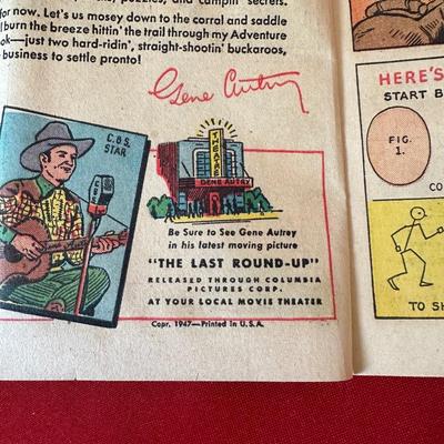 VINTAGE GENE AUTRY COMIC BOOK, VINTAGE YANKEE GIRL CHEWING TOBACCO BAG, ALASKA MAPS, READING MATERIAL AND MORE