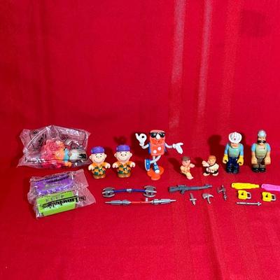 DONNY DOMINO, VINTAGE CHARLIE BROWN FIGURES, SOMA KARATE FIGURES, HUSKY HELPERS AND MORE