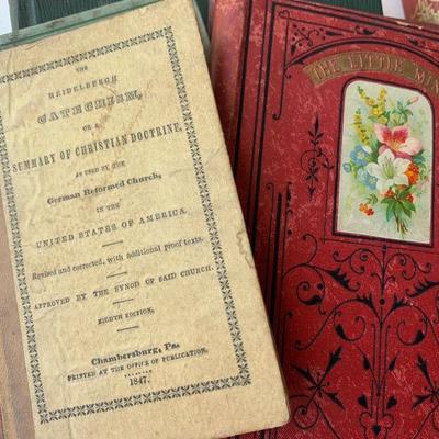 1800s Book Lot Bible Religion Webster Dictionary & More