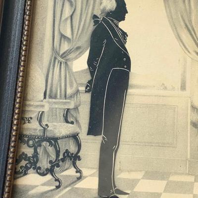 Antique Silhouettes Framed George Martha Washington Dolly Madison