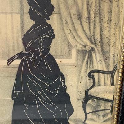 Antique Silhouettes Framed George Martha Washington Dolly Madison