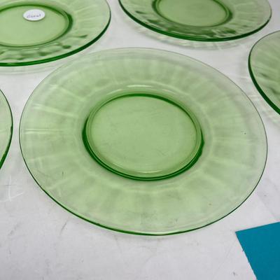 Depression glass salad plates Uranium glass.