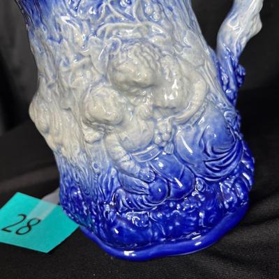 1800s English Blue & White pitcher