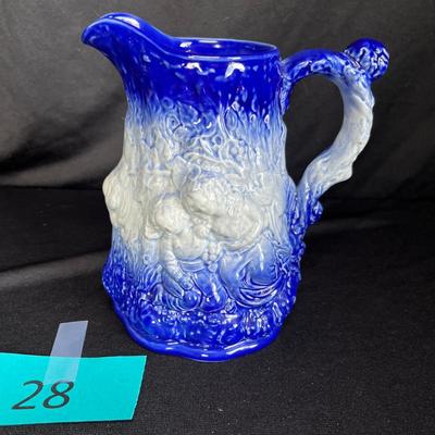 1800s English Blue & White pitcher
