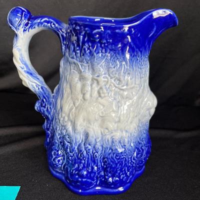 1800s English Blue & White pitcher