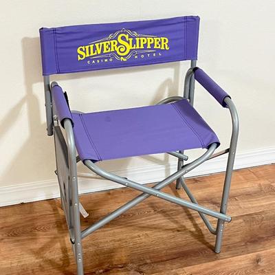 Purple & Gold Sports Chair With Flip Side Table