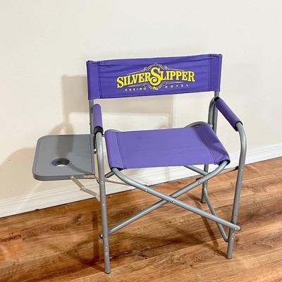 Purple & Gold Sports Chair With Flip Side Table
