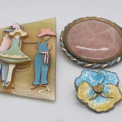 Lot of 3 vintage pins brooches Pin by Lucinda Spring Summer colors