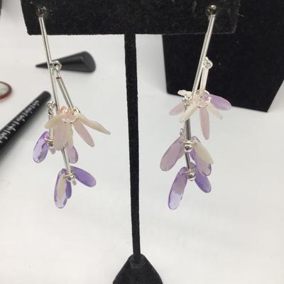 Avon purple blossom linear earrings