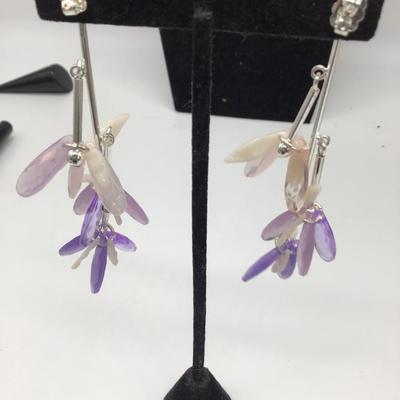 Avon purple blossom linear earrings