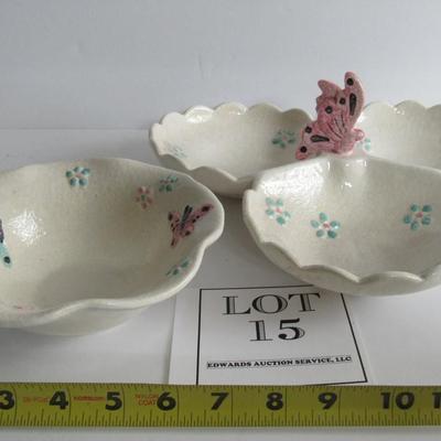 2 Vintage Hull Pottery Butterfly Dishes