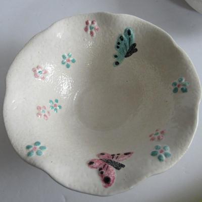 2 Vintage Hull Pottery Butterfly Dishes