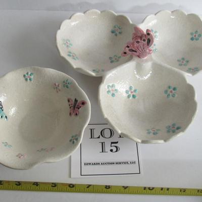 2 Vintage Hull Pottery Butterfly Dishes