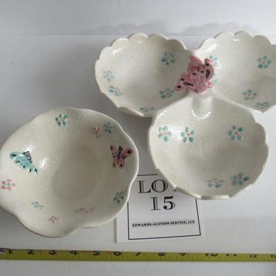 2 Vintage Hull Pottery Butterfly Dishes