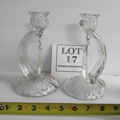 Pair Vintage Cambridge Caprice Candlesticks