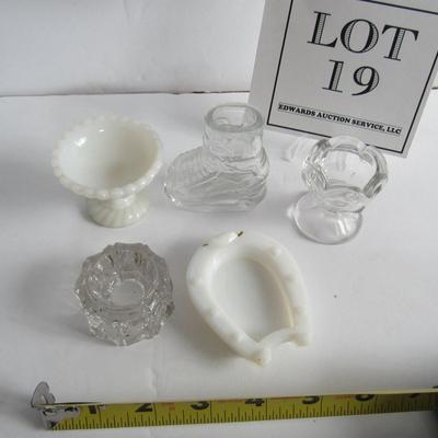 Lot of Vintage Salt Dips and Windsor Glass Shoe