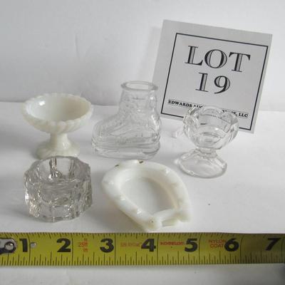 Lot of Vintage Salt Dips and Windsor Glass Shoe