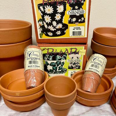 Terre Cotta pots, trays, and craft kits for pots