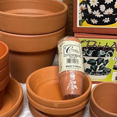 Terre Cotta pots, trays, and craft kits for pots