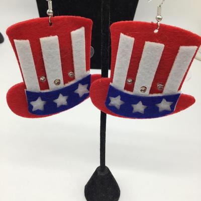 Light up fourth of july hat earrings