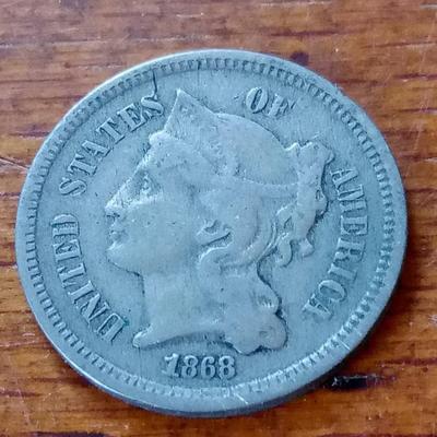 LOT 70 1868 3 CENT COIN