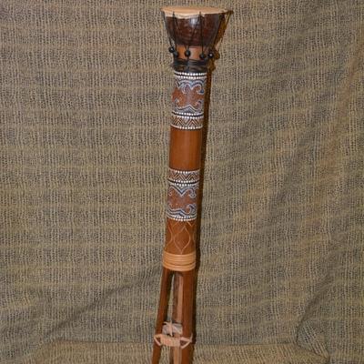 Hand Painted Bamboo & Coconut Tribal Drum 32.5