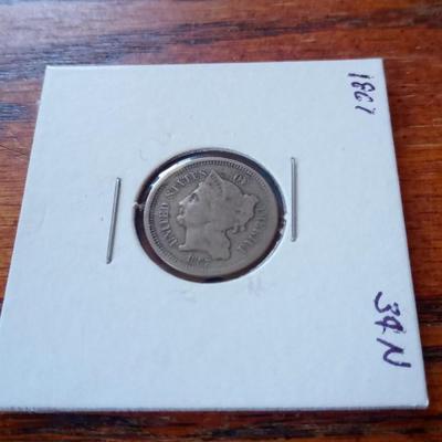 LOT 77 1867 THREE CENT COIN