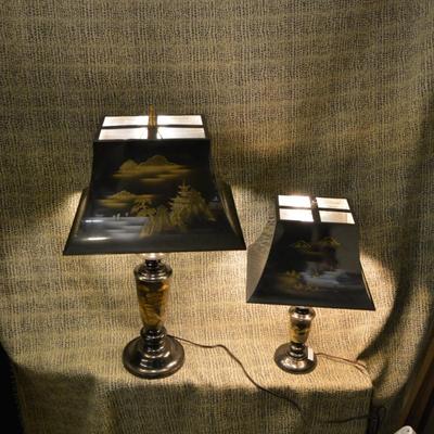 Vintage Pair of 50's Brass Chokin Lamps Japan 23