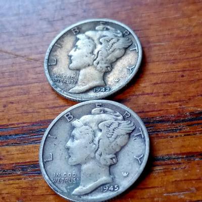 LOT 80 TWO SILVER MERCURY DIMES