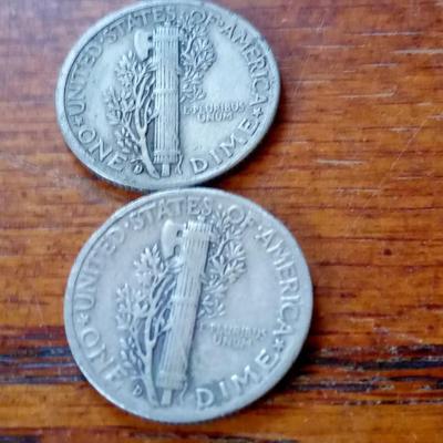LOT 80 TWO SILVER MERCURY DIMES