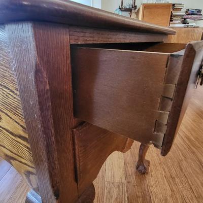Antique Solid Wood Chippendale Style Ball & Claw End Tables