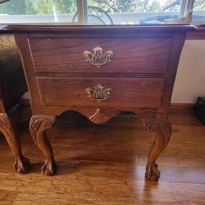 Antique Solid Wood Chippendale Style Ball & Claw End Tables